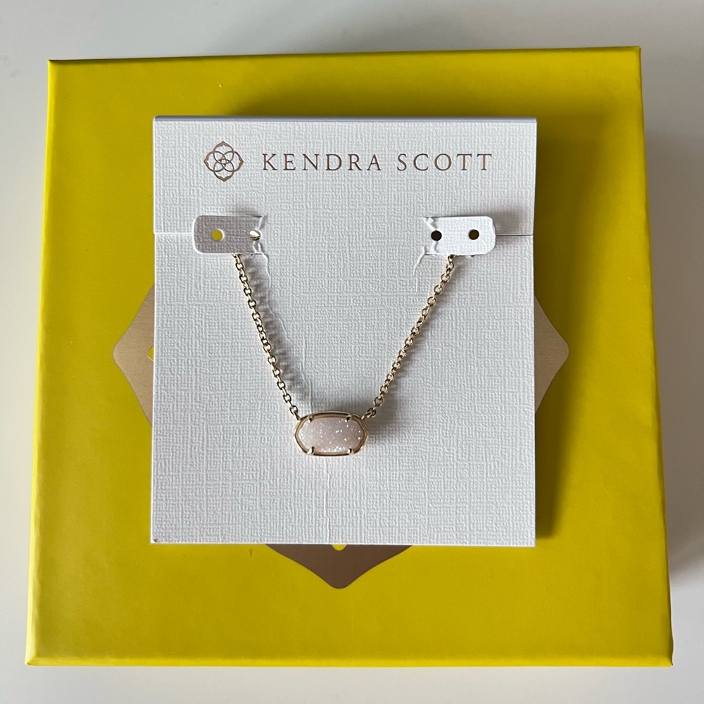 Kendra Scott Elisa Mini Gold Necklace in Iridescent Drusy